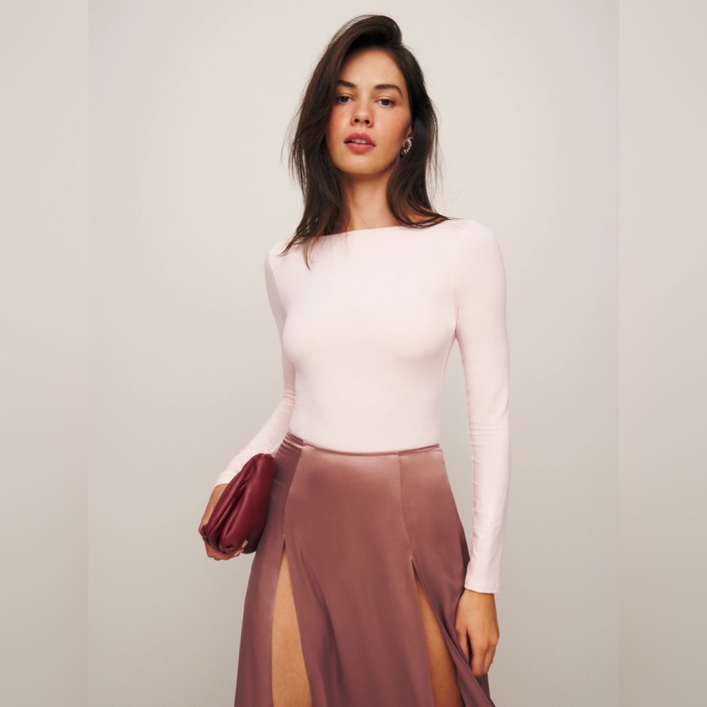 Reformation Winnie Knit Bodysuit in Crystal Pink NWT